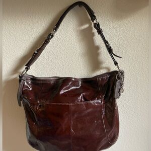 Vintage Y2K Coach Soho Dark Plum Leather Hipster Ergo Hobo Bag